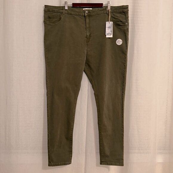 Breakers 24 Camo Olive Moth Army Green Stretch Denim Jeans - Picture 1 of 13